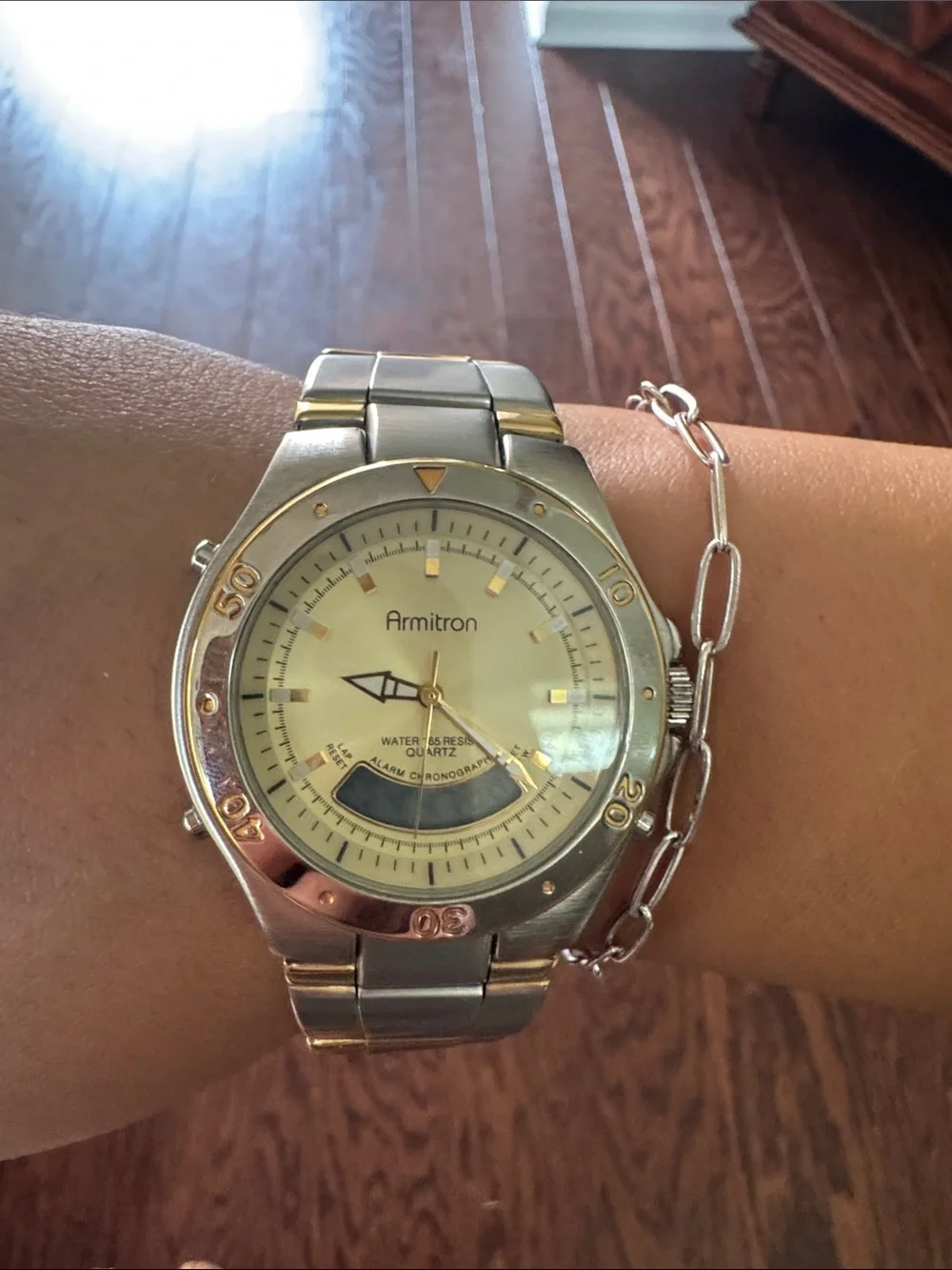 Armitron Gold Tone Two-Tone Analog-Digital Bracelet Watch